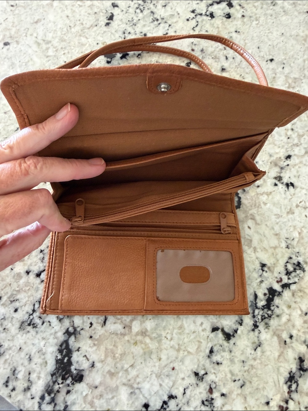 Fossil Cognac Leather Crossbody Wallet Purse With Strap - Picture 3 of 6
